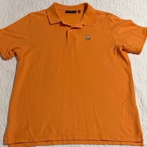 Psycho Bunny Men's Orange Polo Shirt with Embroidered Logo